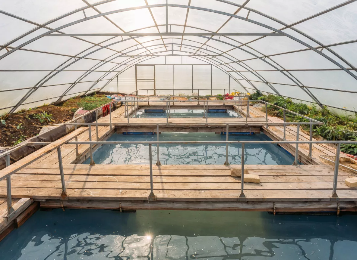 Aquaculture greenhouse facility with automated rolling film ventilation